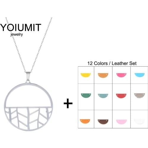 Cremo Diy Pendant Long Chain Necklaces With Interchangeable Leather Pendant Stainless Steel Necklace For Women Fashion Jewelry