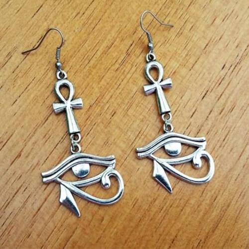 Egyptian Ankh Cross Ankh Eye of Horus Earrings Ancient Egypt God Egyptian Mythology Jewelry