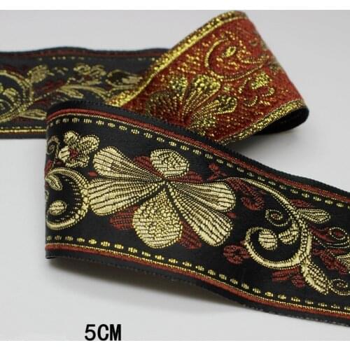 High-end retro 5CM wide Jacquard Ribbon lace accessories DIY clothing accessories ethnic wind lace