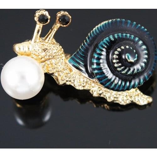 Blue Green Enamel Snail Brooch Gold-color Alloy Insect Brooches For Scarf Sweater Corsage Accessories Kids Men Women Pin