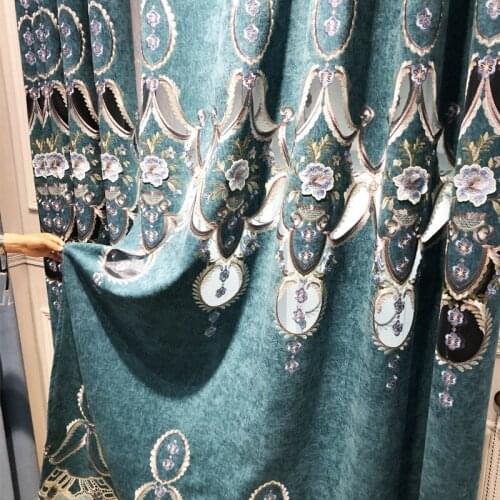 European Style Curtains for Living Dining Room Bedroom Balcony Jacquard Chenille Fabric curtains Finished Product Customization
