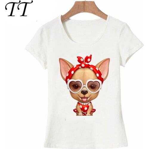 Chihuahua Retro Beauty print T-Shirt summer cute women T-Shirt funny dog design Girl Tops fashion casual Tees ladies t shirt