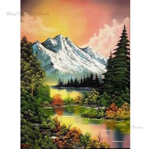 Painting DIY Diamond Painting Natural landscape forest mountain river map diamond Embroidery 5d mosaic Diamond GG2218