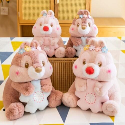 Disney Cherry Blossom Chip and Dale down cotton plush toy dolls comfort dolls girls children gift dolls