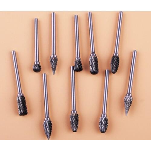 LETAOSK 1/8'' Shank Tungsten Carbide Burrs Hard Metal Drill Bits Cutter Files Set for Power Rotary ToolsAccessories