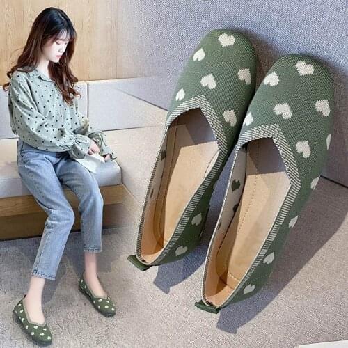 Women Loafers Soft Knitting Shallow Wave Point Candy Colors Ladies Flats Breathable Light Concise Female Footwear Comfort 2021