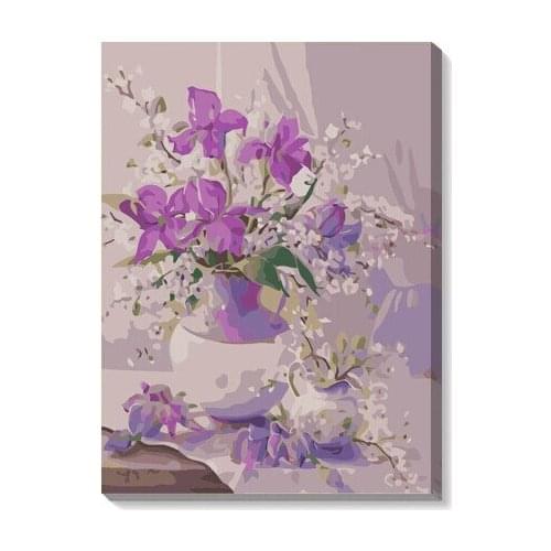MaHuaf-X098 purple flower vase 40x50cm painting by numbers on canvas on the frame Unique lover Gift For Home Decor Wall Artwork