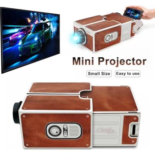 Mini Portable 3D Cardboard Adjustable Mobile Phone Projector Smartphone Projector Light Novelty Household DIY Tool Cinema