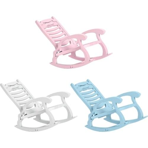 Dollhouse Miniature Beach Chair Wooden Deckchair Pretend Play Living Room Furniture DIY Dollhouse Accessories for Kids