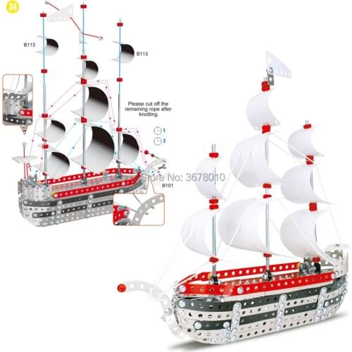 DIY 3D Puzzle Assembly Metal Jigsaw Sailing Ship Model Kits Toy Boat to Assemble. Puzzles Set Educational Gift toys for Kids