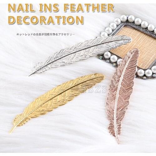 2pcs/lot False Nail Tips Display Tool Long Feather Metal Material Showing nails manicure Decoration