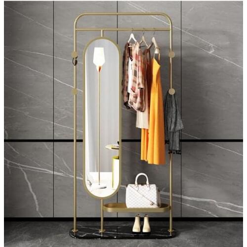 Floor-standing rotating full-length mirror, multi-function dressing mirror, coat rack storage dressing mirror