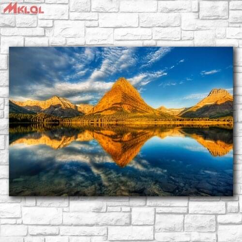 Reflected Glacier National Park Montana Wall Art Canvas Home Decor Wall oil Painting Print Nice wall picture for living room