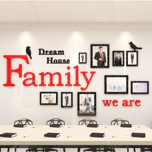 Meeting Room Diy Photo Wall Wallpaper 3d Acrylic Wall Sticker For Office Company Simple Inspirational Black Red Wall Stickers
