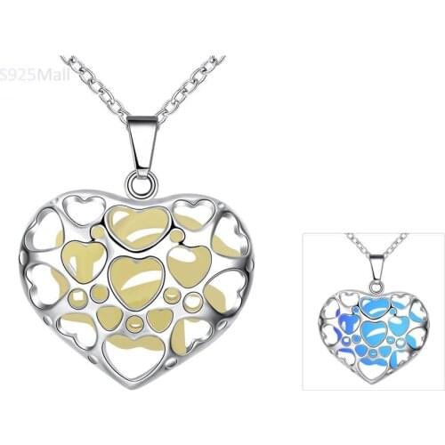 New Fashion heart Fluorescence Teardrop Necklace women love gift Glow in the Dark Pendant The Little Mermaid Jewelry wholesale