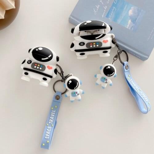 New 3d Astronaut Model Earphone Case for Airpods1 2 pro Cool Cute headphone Protective Cover Gift Accessories with pendant