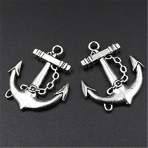 4pcs Silver Plated Sailor Charm Earrings Necklaces Pendants DIY PUNK Metal Jewelry Crafts Making 31*26mm A544