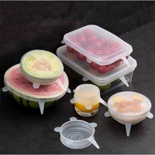 Food Wraps Reusable Silicone Food Fresh Keeping Sealed Covers Silicone Seal Vacuum Stretch Lids Kitchen Accessories 6pcs/Set