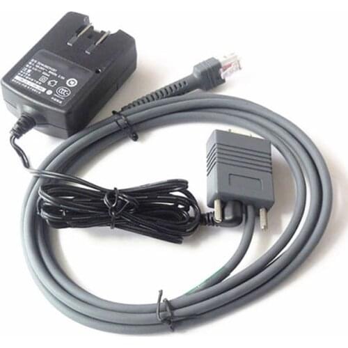 6FT 2M RS232 Serial Cable & AC Power Adapter for Motorola Symbol LS2208 LS4208 DS6708 Barcode Scanner,Free Shipping