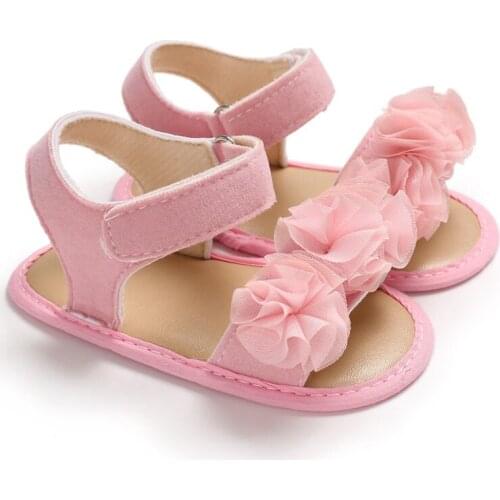 Baby Girls Floral Shoes Toddler Princess Summer Kids Sandals Anti-Slip Crib Shoes Infant Soft Sole Party Prewalker Sandals 0-18M