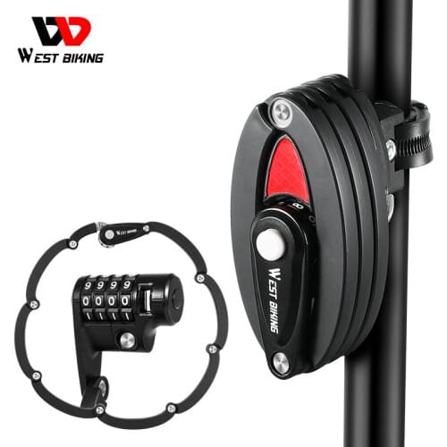 WEST BIKING Folding Bike Lock Strong Security Anti-Theft Mount Bracket Hamburg-Lock Bike Accessories Alloy Steel Chain Lock