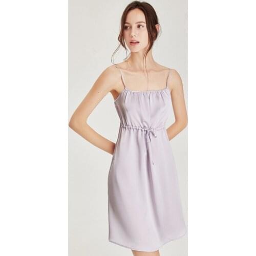 Mulberry silk sling nightdress Women thin cool silk pajamas home service women loose Sleepwear Nightwear