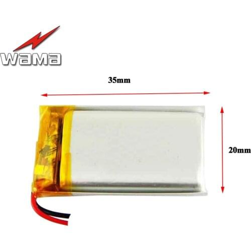 WAMA 802035 500mAh 3.7V Li-polymer Rechargeable Battery Over-charge Protected PCB for UAV Remote RC Baron