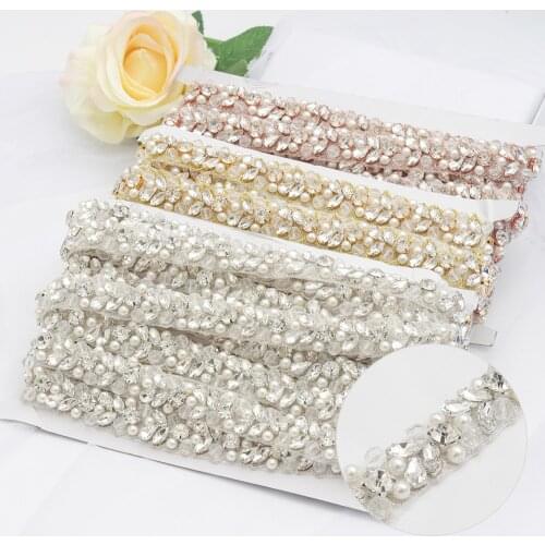 Yanstar 5 Yard Handmade Crystal Rhinestone Trim Hotfix Rhinestone Applique Bridal Applique diy Jewelry Accessories YS927