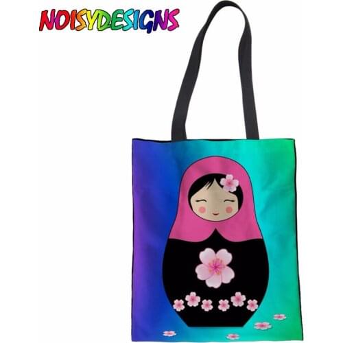 Women New Colorful Russian Doll Canvas Bag Printed Flowers Women Handbag Shoulder Bags Women Messenger Bags mochilas infantil