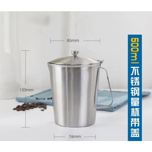 1PCS 500ml Lab 304 Stainless Steel Lab Beaker Measuring Cups Graduated Liquid Metal Tools With Inner Scale and Cover