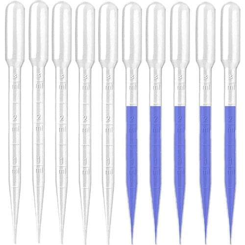 100PCS 1ML 2ML 3ML Transparent Pipettes Disposable Safe Plastic Eye Dropper Transfer Graduated Pipettes Clear Pipettes