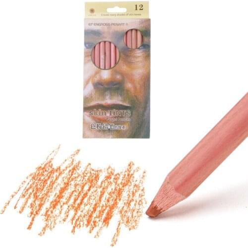 12Pcs Professional Soft Pastel Pencils Wood Skin Tint Pastel Colored Pencil