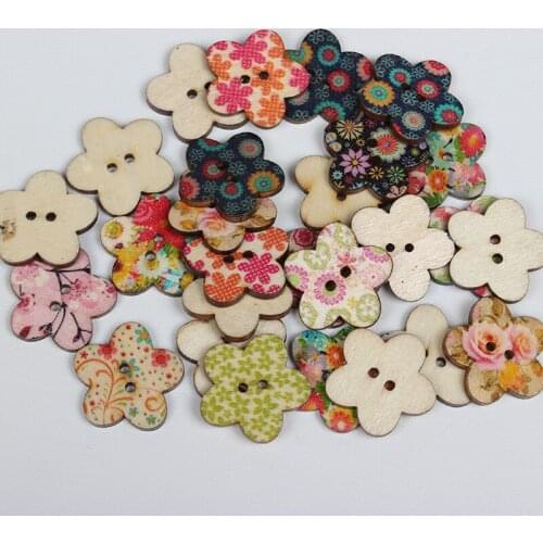 20Pcs Wooden Colorful Plum Buttons for Scrapbooking Crafts DIY Clothing Sewing Luggage Handmade Accessories Button Decoration