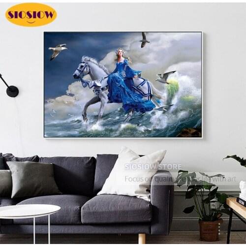 Full Drill 5d Diy Diamond Painting Queen Princess Riding Horse 3d Square Daimond Embroidery Mosaic Cross Stitch Kits Decor Home