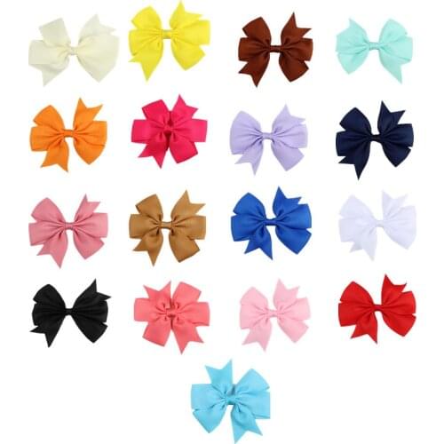 2017 New Baby Grosgrain Ribbon Bows WITH Clip Girls' Boutique PinWheel Hair Clip Kids Hair Accessories Toddler Photography Props