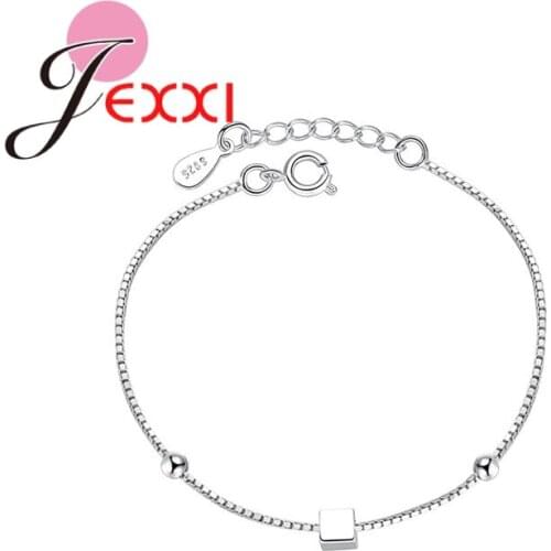 New Silver 925 Color Square Bracelet & Bangle Adjustable Charm Bracelet For Women Bridal Wedding Jewelry Accessories