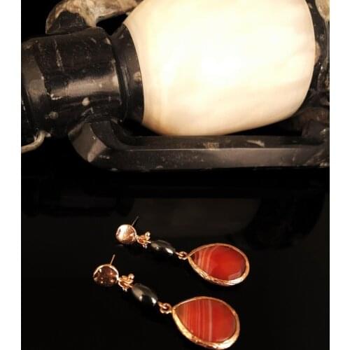 Dr Stone Natural Stone Women 'S Agate and Hematite Stone Rose Gold Plated K 373145008