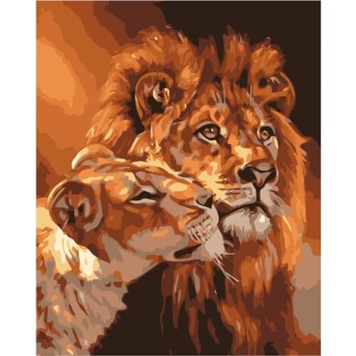 FGHGF Painting By Numbers Coloring By Numbers Home Decor Wall Art Pictures Canvas Lions Painting By Numbers Modular Pictures