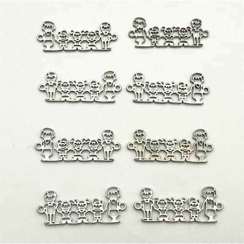 Jewelry Findings Stainless Steel Connectors 10pcs/lot Big Family Menbers Love Fit Handmade Earrings Necklace Diy Jewelry Making