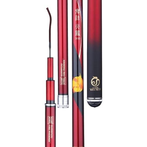 Carbon Fiber Hand Poles 9H Super Hard Telescopic Fishing Canne De Pesca 1.8M-3.9M Taiwan Fishing Rod Black Pit Competition Canne