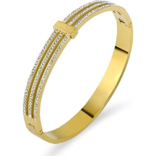 Cubic Zirconia Eternal Lover Bracelets Bangles For Women Luxury Three Rows Crystals Pave Pulseiras Wedding Bridal Jewelry