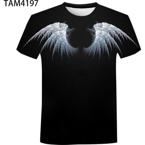 Summer Mens T-Shirt Angels Feather 3D Print Couple Childrens Street Leisure Brand Oversized Short Sleeve Top