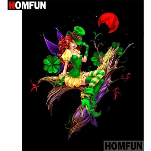 HOMFUN 5D Diamond Embroidery Needlework Kit "Butterfly elf" Diy Diamond Painting Cross Stitch Home Decoration Gift A08716