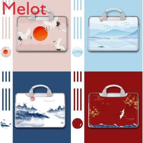 National Fashion Laptop Bag Class Water and Dirt Resistant Protective Case Portable Beautiful Cartoon Pattern 15.6-Inch