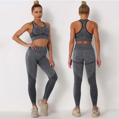 2021 New Sportsuits Seamless Yoga Set Sexy Sports Vest Peach Hip Trousers Two Pieces Set Workout Tracksuit Gym Fitness Clothing