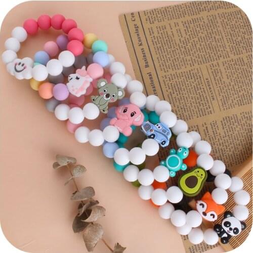 New Baby Teething Toys Silicone Creative Cartoon Animal Silicone teether Molar Stick Multicolor Food Grade Baby Bracelet Teether