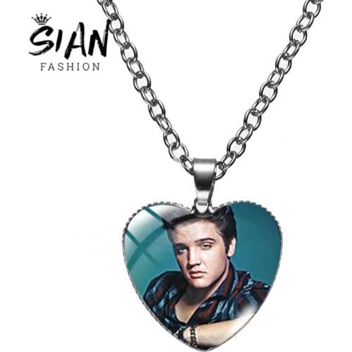 SIAN New Glass Picture Art Necklace Men Women Sweater Long Chain Fashion Music Singer Heart Shape Pendant Necklace