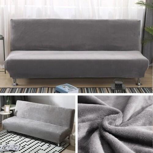Plush fabric Fold Armless Sofa Bed Cover Folding seat slipcover Thicker covers Bench Couch Protector Elastic Futon Cover winter