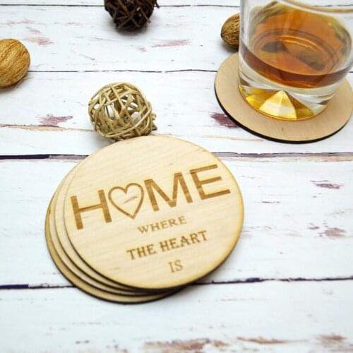 Personalise Coasters Round Wood Cup Coaster Table Mat Kitchen Placemat Cup Pads Glass Teapot Drink Coasters Table Accessories