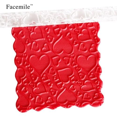 Fondant Cake Decorating Pastry Tools Heart Shape Texture Embossing Acrylic Roling Pin Roller Color Transparent 51010 Gift
